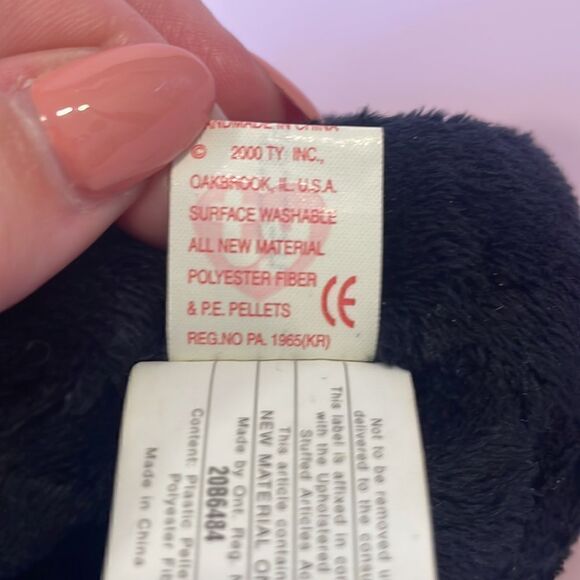 Cinders the Black Bear (RETIRED) 2000 Original Beanie Baby Ty Inc. NWT EUC 5” - Picture 8 of 8